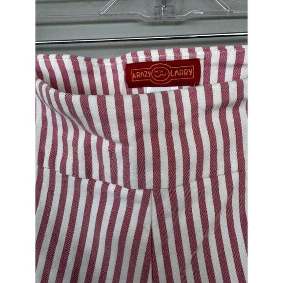 Krazy Larry Pink White stripe Sz 6 Stretch pants Preppy Chic Resort Coastal - Picture 3 of 4